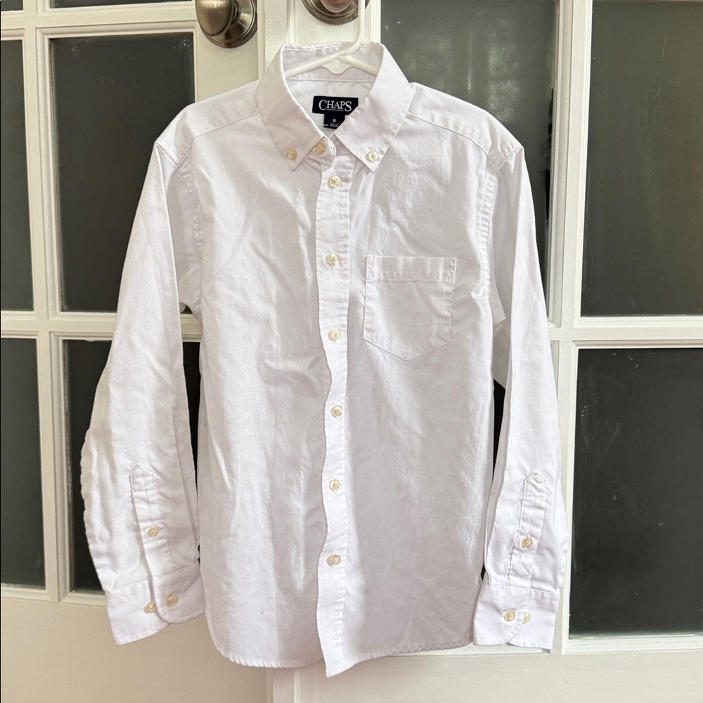 Boys Chaps White Oxford Button-Down Long Sleeve Shirt